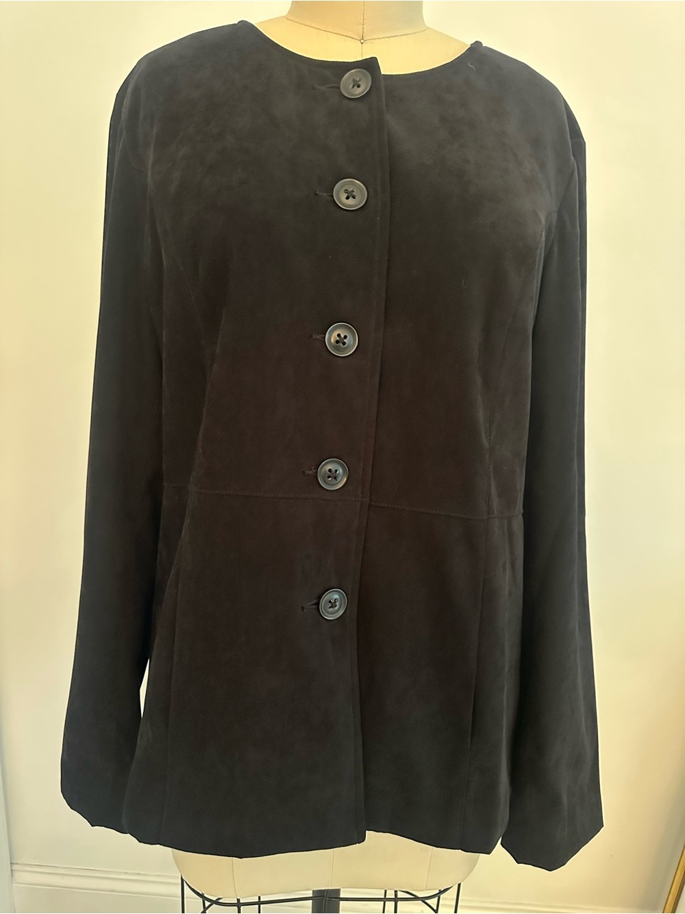 Orvis Black Suede Button-Front Blazer